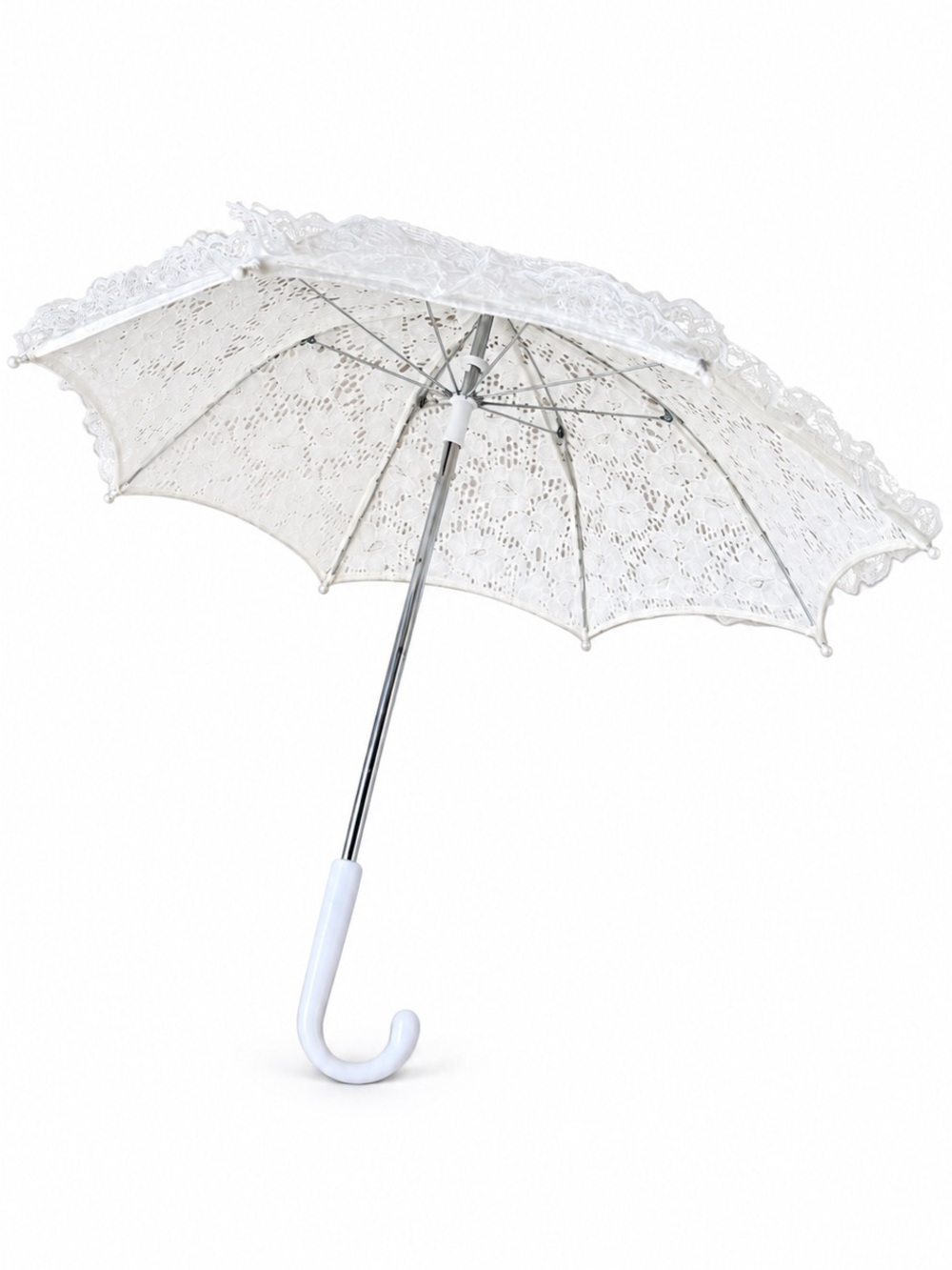 Kids White Lace Parasol Umbrella